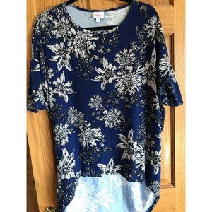 LuLaRoe Irma Blue Background with Flowers size Large